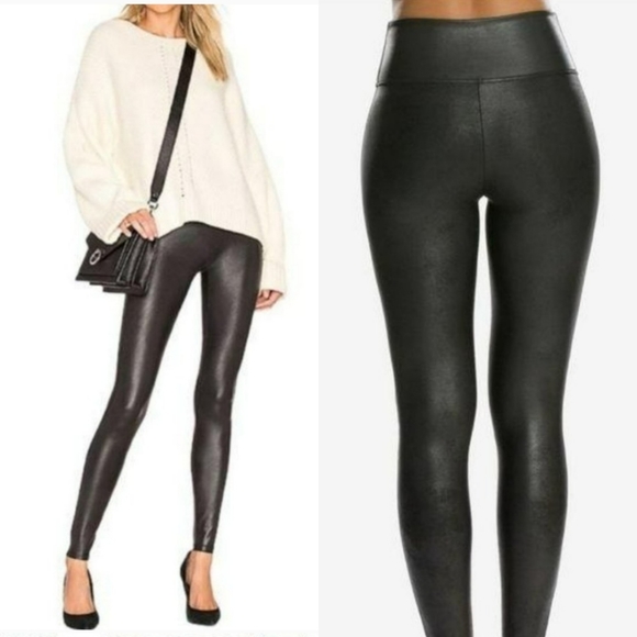 L Rachel Zoe Faux Leather Tummy Control 